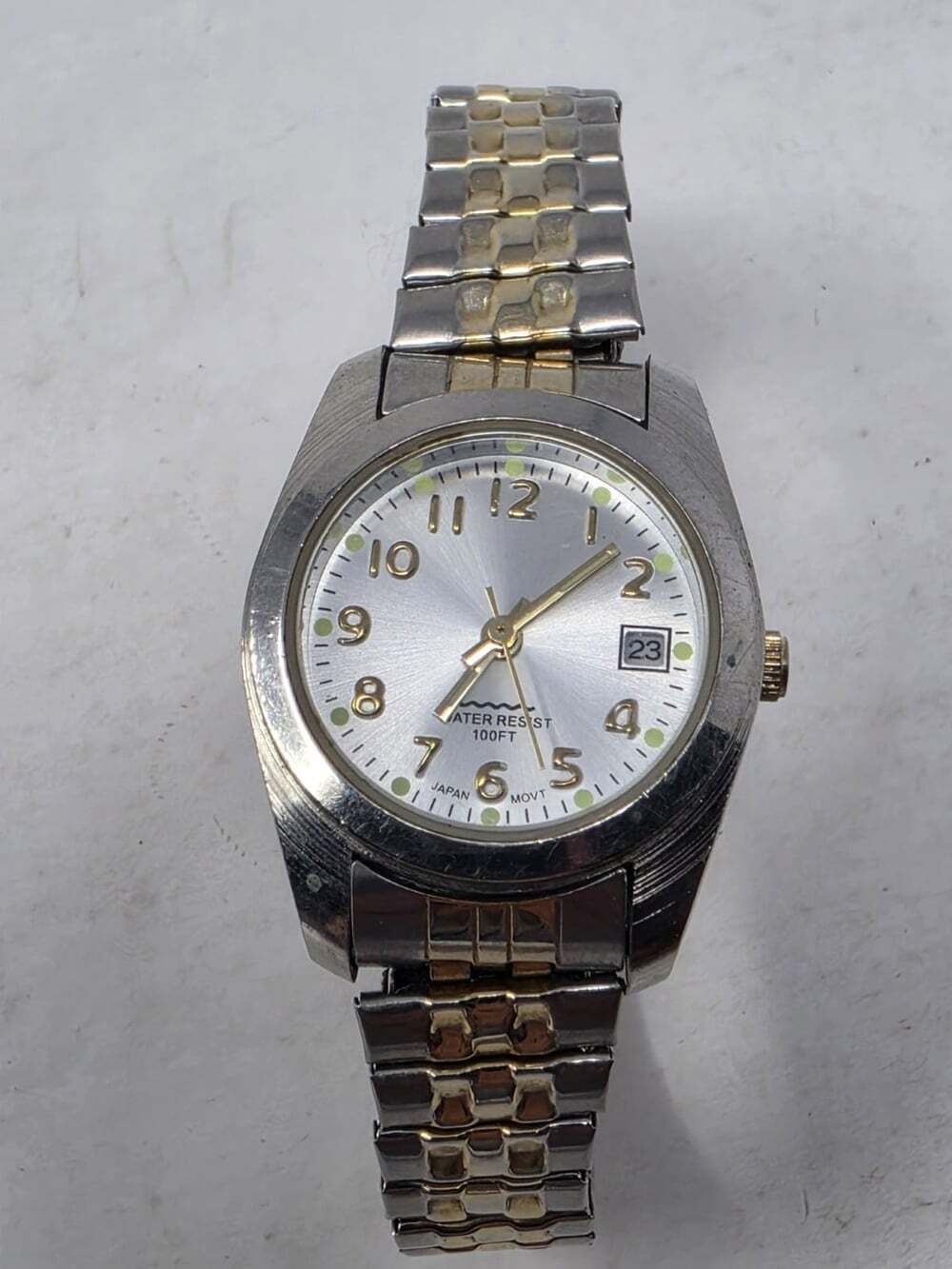 Ladies Watch Two Tone Expansion Band Date WS60655W Needs SR626SW Battery